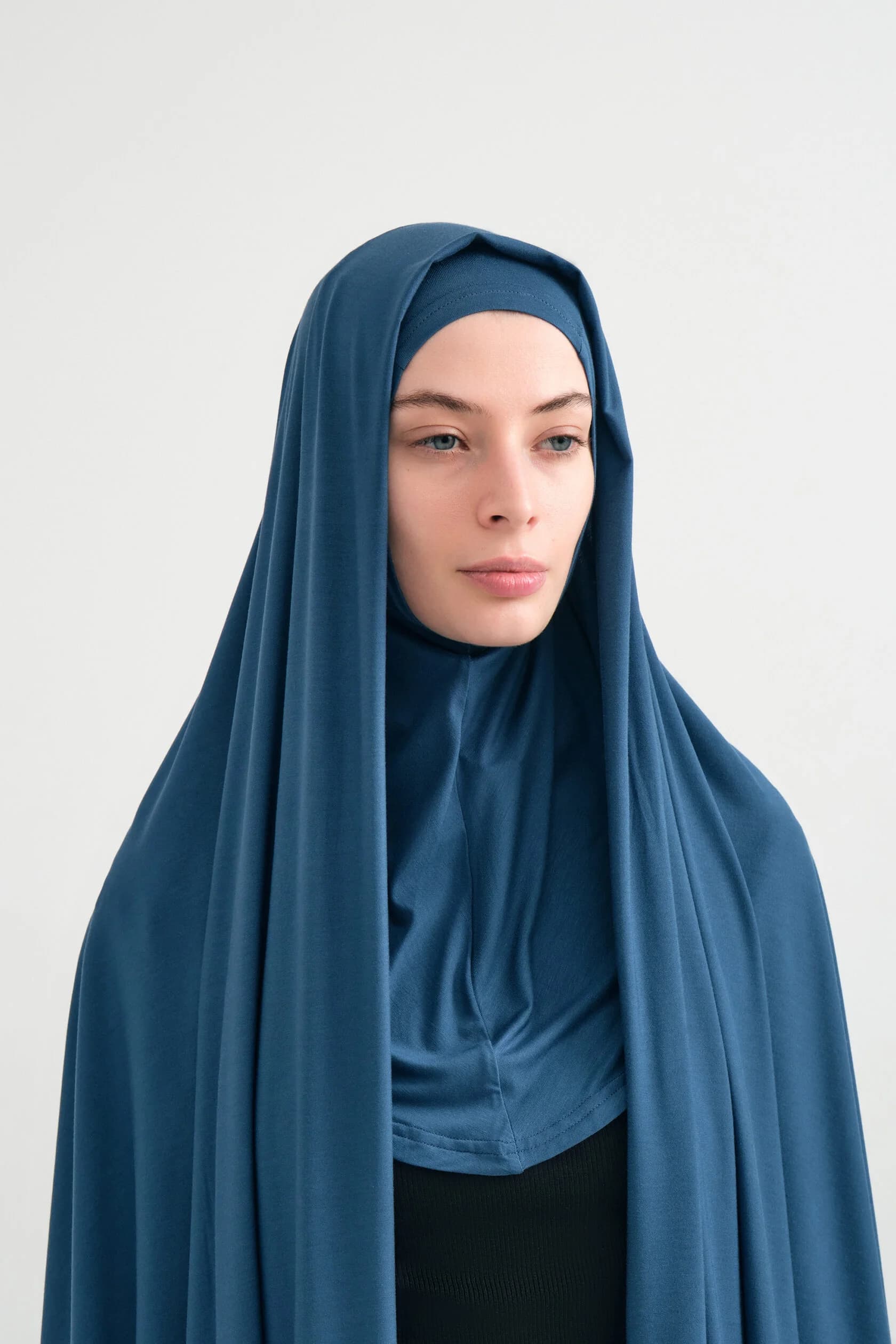 Indigo Blue Instant Jersey Hijab with Under-Cap
