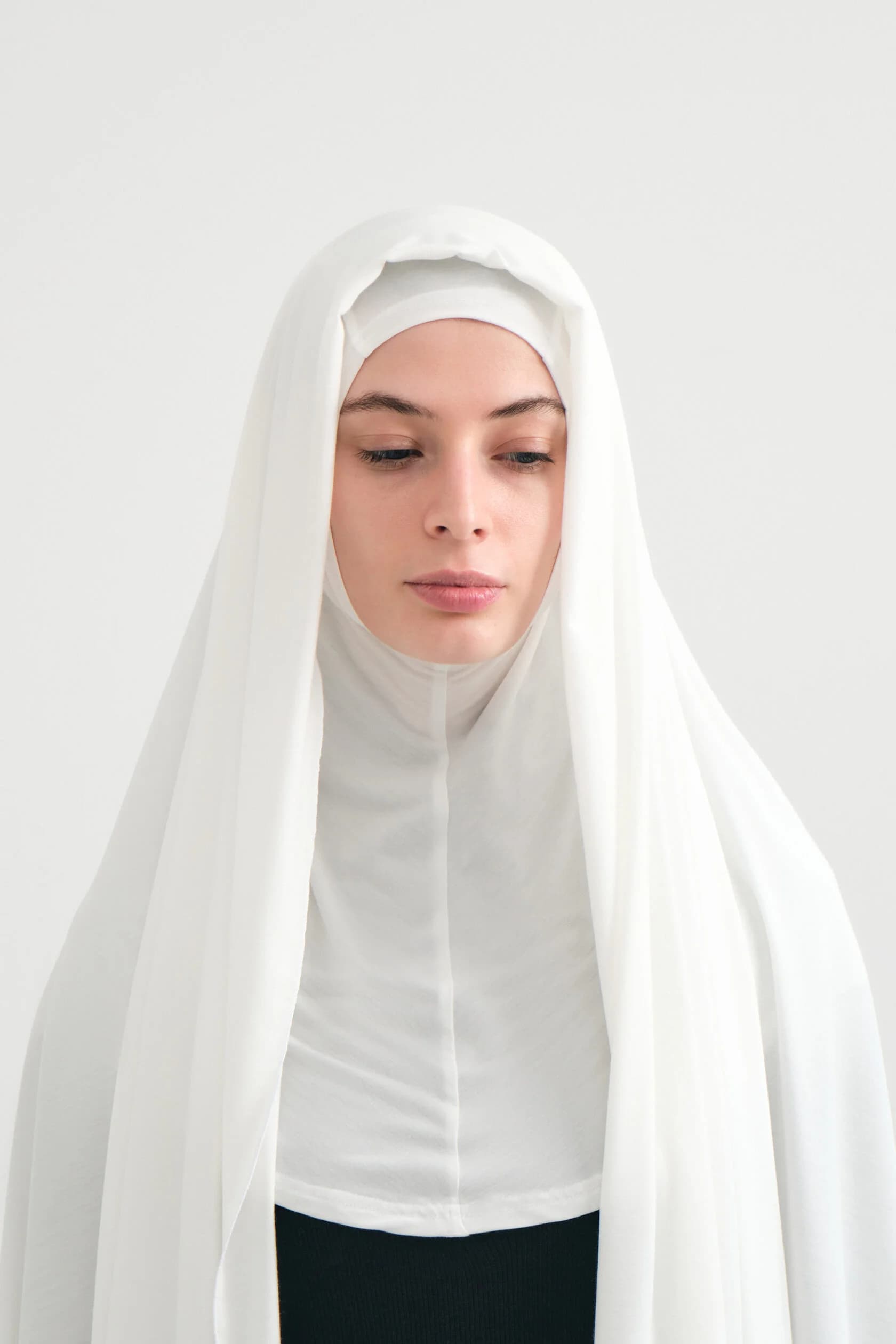 White Instant Jersey Hijab with Attached Under-Cap